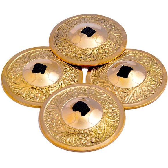 Other - 2 Pairs of Belly Dancing Finger Zills / Cymbals. Adjustable Loops. Brass/Gold